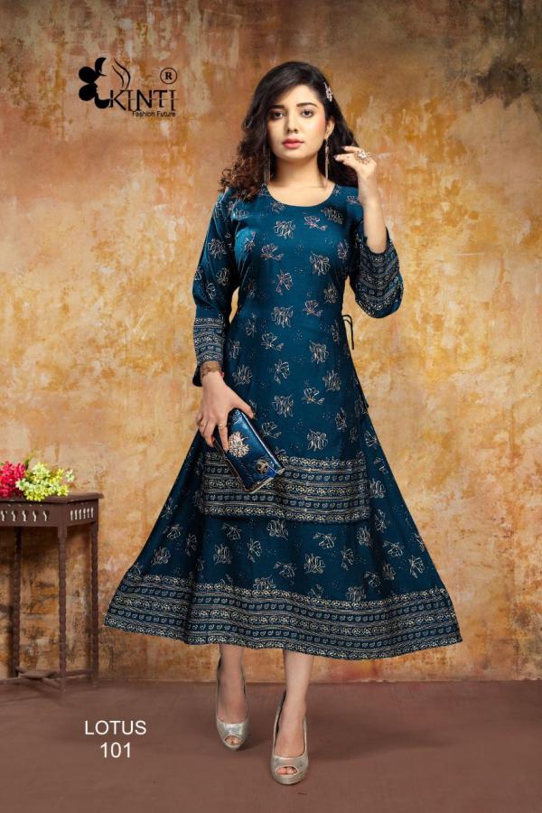 Kinti Lotus Rayon Designer Foil Printed Kurti